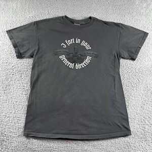 VINTAGE Monty Python Shirt Mens Medium Black Gray Fart in your General Direction